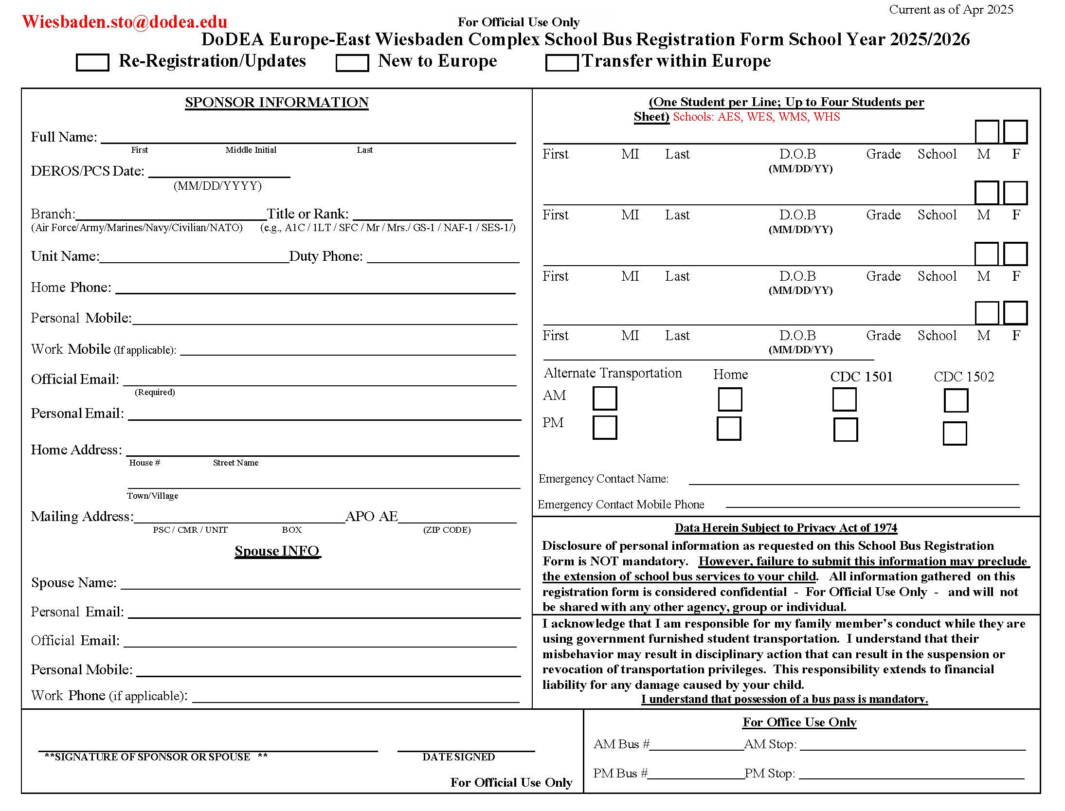 Bus Registration Form